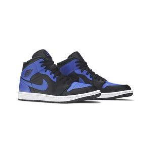 Air Jordan 1 Mid Hyper Royal Black Blue Men's Sneaker 554724-077 (SIZE 12)